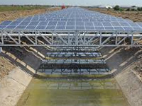 Solar panels atop irrigation canals to generate power