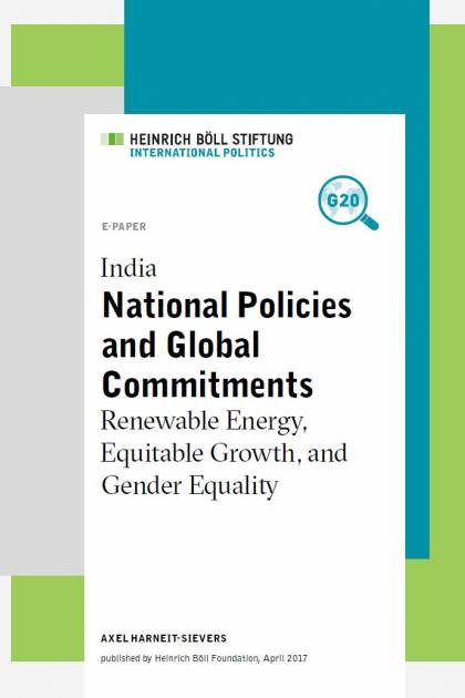 India - national policies and global commitments: renewable energy, equitable growth, and gender equality