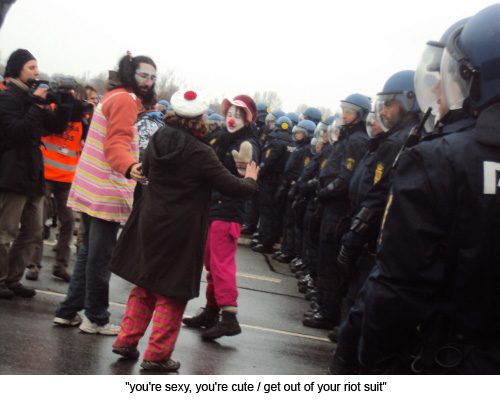 "you're sexy, you're cute / get out of your riot suit"